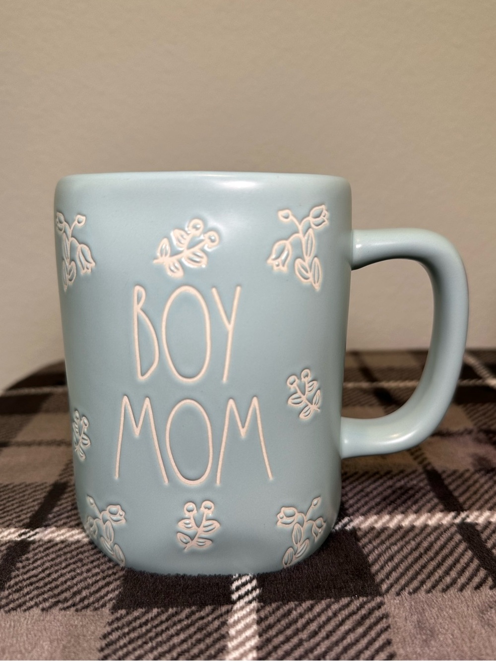 Rae Dunn BOY MOM Blue Ceramic Coffee Tea Mug